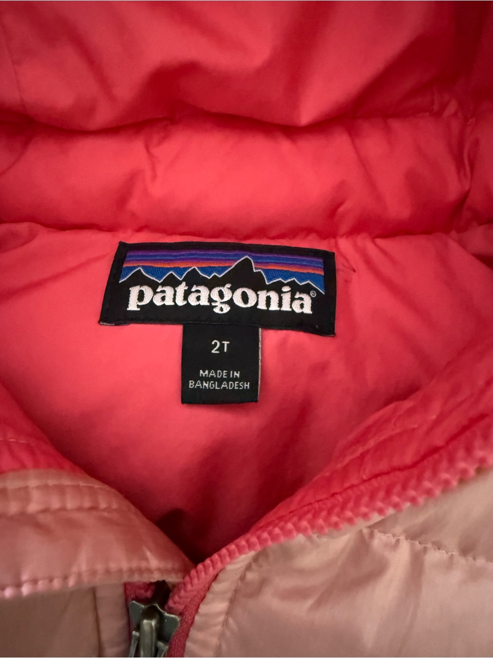 2T Patagonia Kids' Pink Hooded Puffer Jacket - Picture 2 of 3